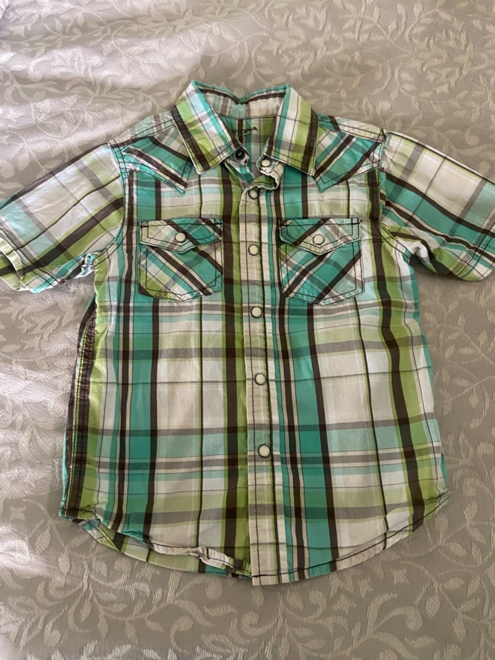 Arizona Jean Company Plaid Button-Down Shirt in Teal & Green
